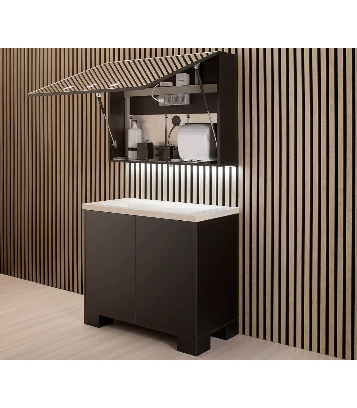 Binnenkant van een spiegeldispenser.