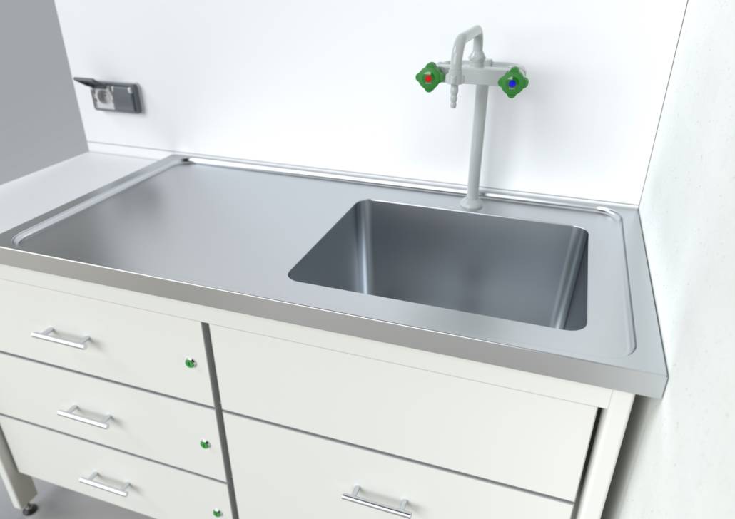 Wastafel met laboratoriumkraan.